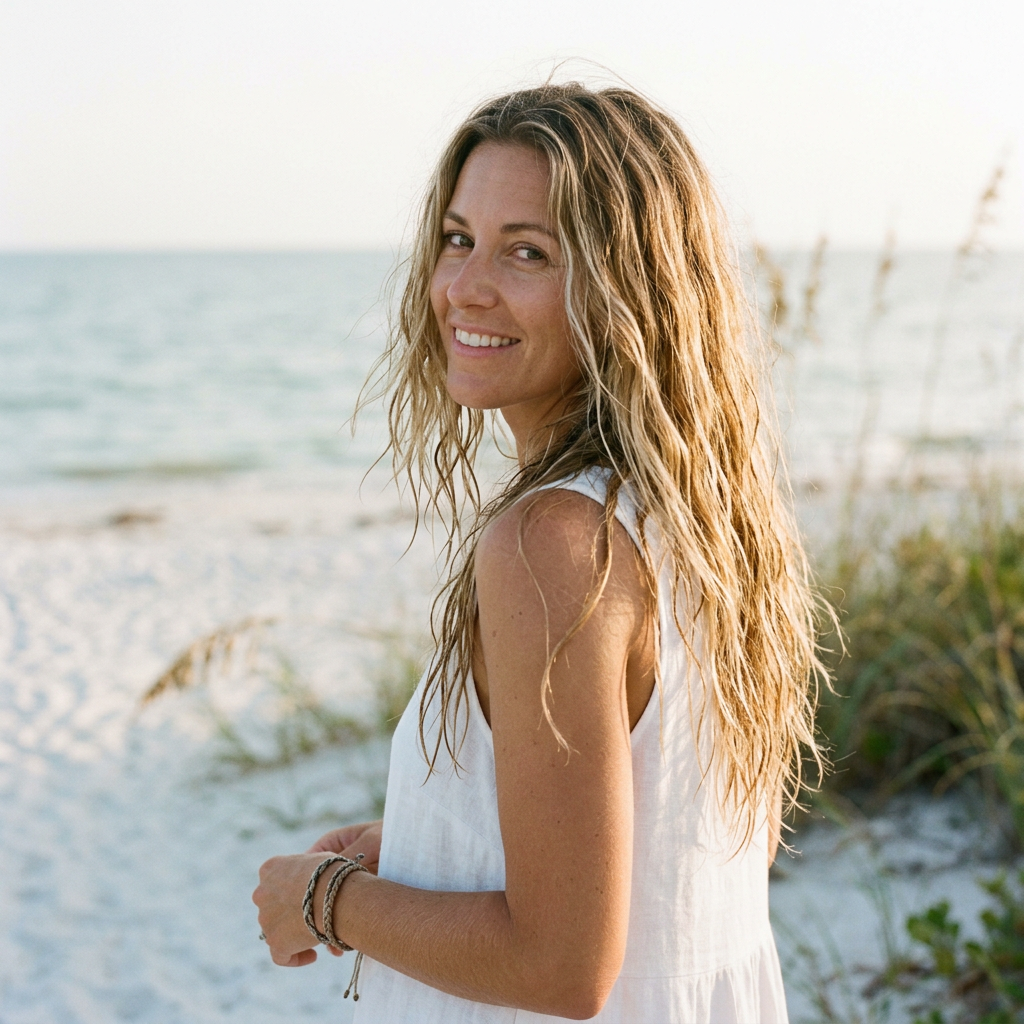 Marco Island blonde balayage summer beach hair care