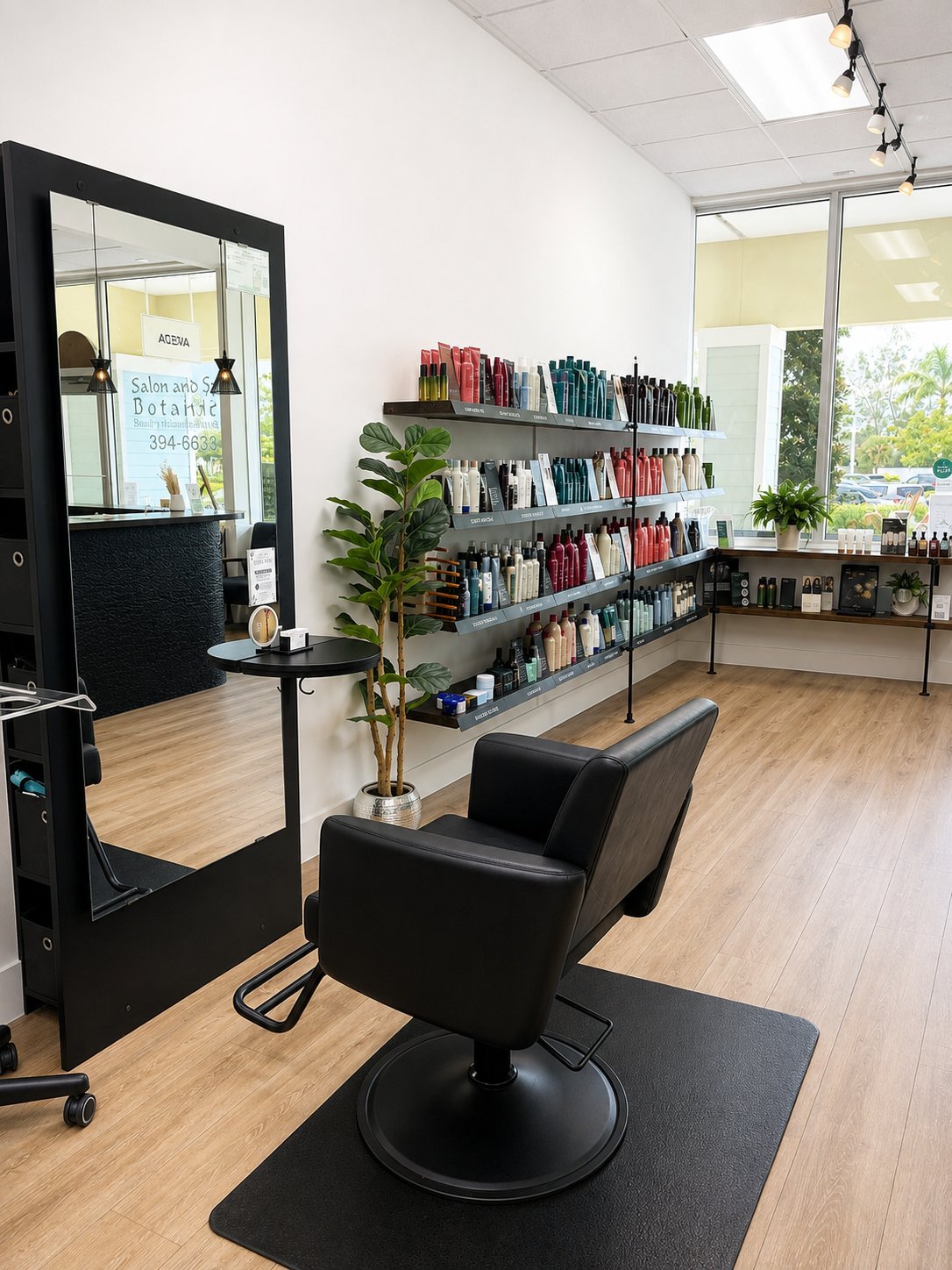 Hair styling station at Salon and Spa Botanica, an Aveda salon on Marco Island
